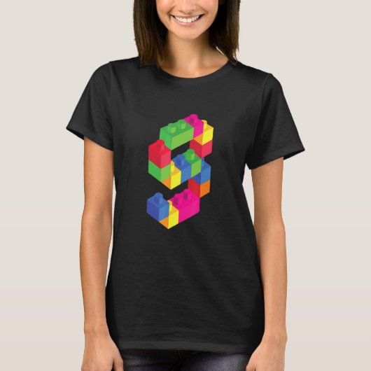 かわいいブロックキッズ9th年の古い建物ブロック誕生 tシャツ (正面)