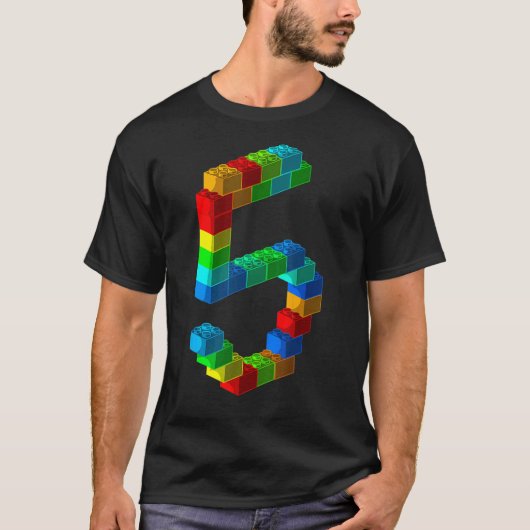 かわいいブロック建物5誕生日ギフト5歳 Tシャツ (正面)