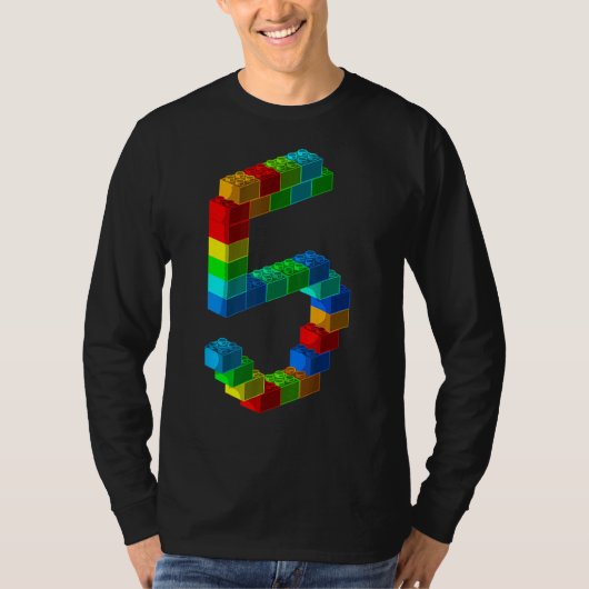 かわいいブロック建物5誕生日ギフト5歳 Tシャツ (正面)