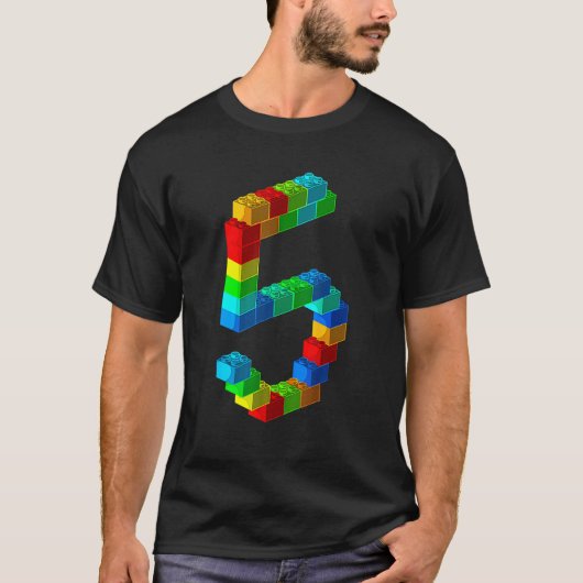 かわいいブロック建物5誕生日5歳の少年 Tシャツ (正面)