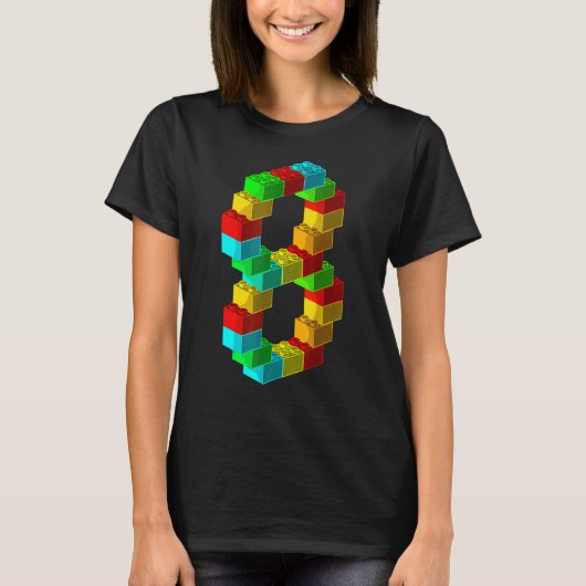 かわいいブロック建物8誕生日ギフト8歳 Tシャツ (正面)