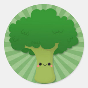 かわいいブロッコリーオングリーンスターバスト ラウンドシール
