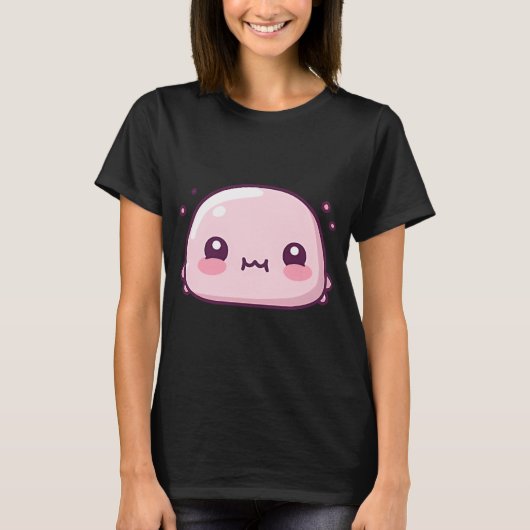 かわいいブロブフィッシュの顔のイラスト Tシャツ (正面)