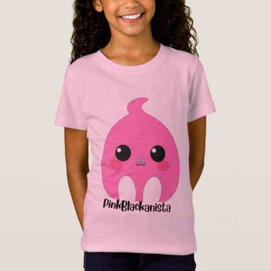 かわいいブロブ ピンクブラックアニスタ Tシャツ (正面)