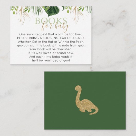 かわいいブロントサウルス恐竜が本のインサートを持ってくる エンクロージャーカード (正面/裏面)