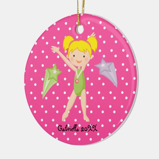 かわいいブロンドの髪の体育専門家のクリスマスのオーナメント セラミックオーナメント (左)
