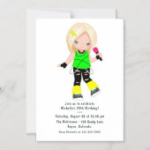 かわいいブロンドガールロックスター誕生日パーティー マグネット招待状 (正面)