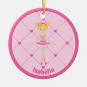 かわいいブロンドバレリーナガールカスタムピンクのクリスマス セラミックオーナメント (正面)