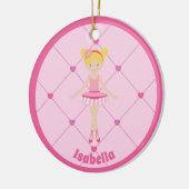 かわいいブロンドバレリーナガールカスタムピンクのクリスマス セラミックオーナメント (左)
