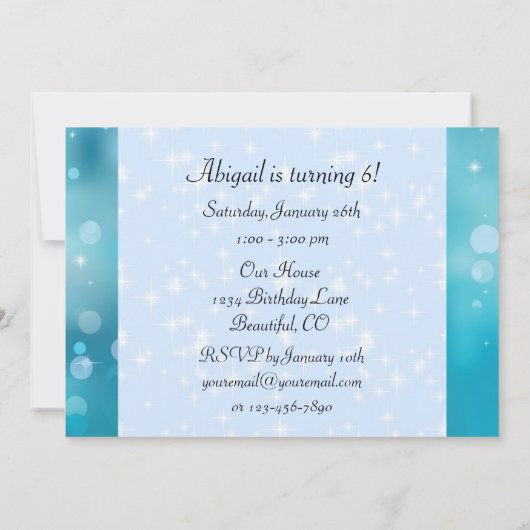 かわいいブロンドプリンセスとユニコーン誕生日 招待状 (裏面)