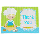 かわいいブロンドヘアボーイベーキングありがとう ラージペーパーバッグ (正面)