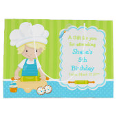 かわいいブロンドヘアボーイベーキングありがとう ラージペーパーバッグ (裏面)