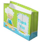 かわいいブロンドヘアボーイベーキングありがとう ラージペーパーバッグ (正面アングル)