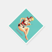 かわいいブロンドマルティーニビキニガールサンダー_コブ スタンダードカクテルナプキン (角)