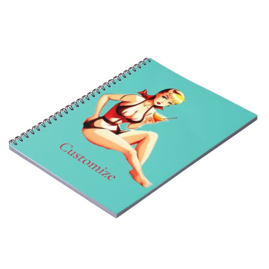 かわいいブロンドマルティーニビキニガールサンダー_コブ ノートブック (左側)