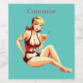 かわいいブロンドマルティーニビキニガールサンダー_コブ ワインラベル (シングルラベル)