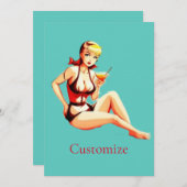 かわいいブロンドマルティーニビキニガールサンダー_コブ 招待状 (正面/裏面)