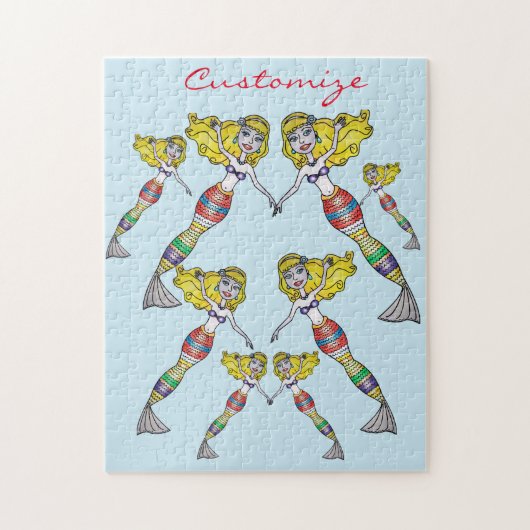 かわいいブロンドマーメイドサンダー_コーブ ジグソーパズル (縦)