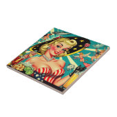 かわいいブロンドヴィンテージガール タイル (側面)