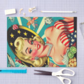 かわいいブロンドヴィンテージガール 薄葉紙 (クラフト)