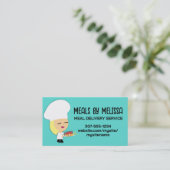 かわいいブロンド女の子シェフステーキディナービズカード 名刺 (スタンド正面)