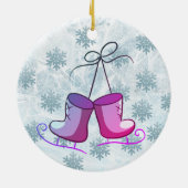 かわいいブロンド小さな女の子アイススケートで滑るオーナメント セラミックオーナメント (裏面)