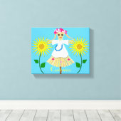 かわいいブロンド弁髪かかし キャンバスプリント (インサイチュ (ウッドフロア))