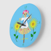 かわいいブロンド弁髪かかし ラージ壁時計 (傾斜)