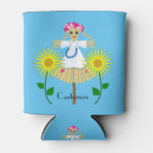 かわいいブロンド弁髪かかし 缶クーラー (正面)