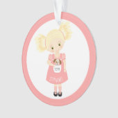 かわいいブロンド誕生日ガールアンドパピー オーナメント (正面)