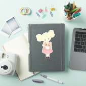 かわいいブロンド誕生日ガールアンドパピー シール (iPadカバー)
