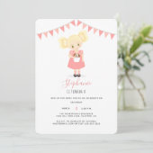 かわいいブロンド誕生日ガールアンドパピー 招待状 (スタンド正面)