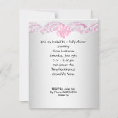 かわいいブロンド赤ちゃんシャワー女の子ピンクのベビー靴 招待状 (裏面)