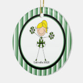 かわいいブロンド髪のチアリーダーのクリスマス装飾 セラミックオーナメント (左)