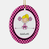 かわいいブロンド髪のチアリーダーのクリスマス装飾 セラミックオーナメント (右)