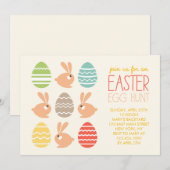 かわいいブンニーとイースターエッグイースターパーティー 招待状 (正面/裏面)
