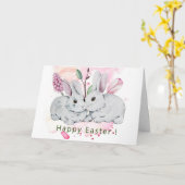 かわいいブンニーズ復活祭グリーティングカード カード (黄色い花)