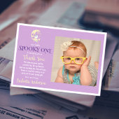 かわいいブーおばけ月ガール1歳の誕生日ハロウィン サンキューカード