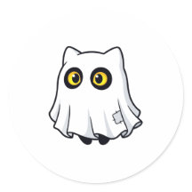 かわいいブーおばけ猫のハロウィンコスチュームステッカー