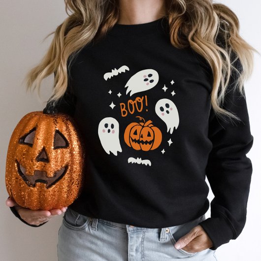 かわいいブーのハロウィーン スウェットシャツ