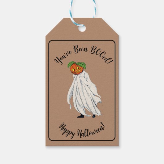 かわいいブーウィーンカボチャ幽霊 ギフトタグ (正面)