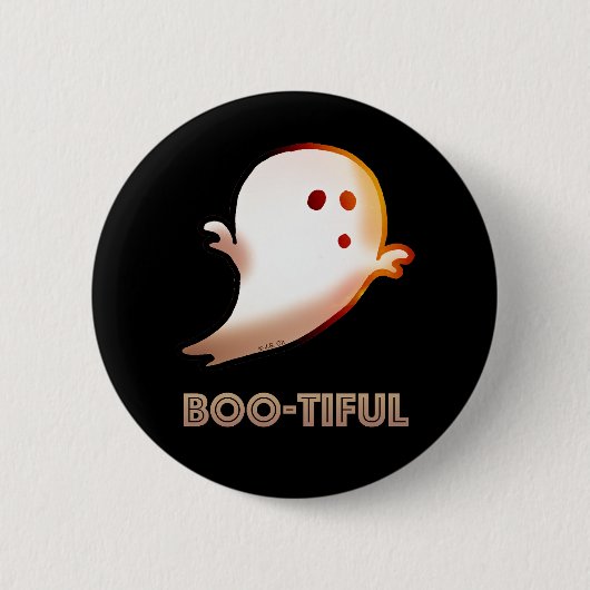 かわいいブーティハロウィーン幽霊アート 缶バッジ (正面)