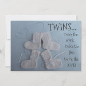 かわいいブーティー 双子 ベビーシャワー 性別問わず 招待状 (正面)