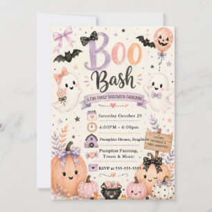 かわいいブーバッシュハロウィンパーティー 招待状