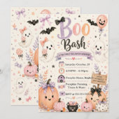 かわいいブーバッシュハロウィンパーティー 招待状 (正面/裏面)