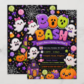 かわいいブーバッシュハロウィンパーティー 招待状 (正面/裏面)