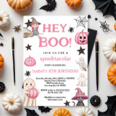 かわいいブーパーティーピンク幽霊 – ハロウィーン8th誕生日 招待状