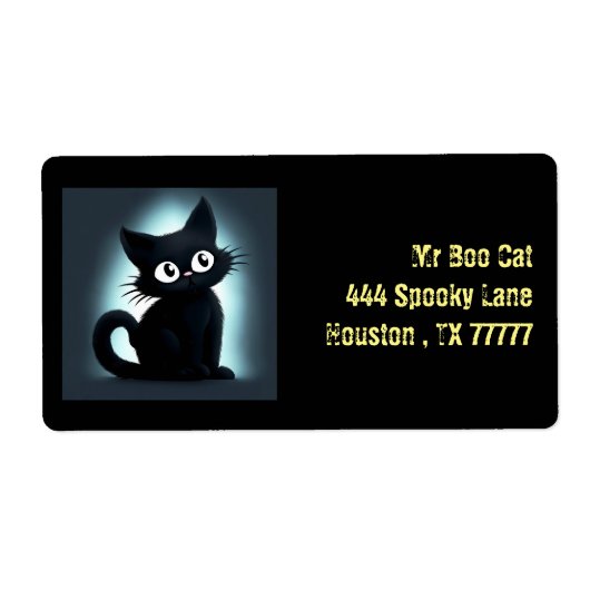 かわいいブーブブラックキャットハロウィーン差出人住所 ラベル (正面)