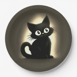 かわいいブーブラックキャットハロウィン ペーパープレート