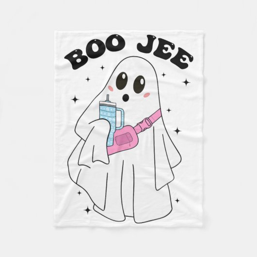 かわいいブー幽霊おかしなハロウィーン衣装ブーJee Gho フリースブランケット (正面)